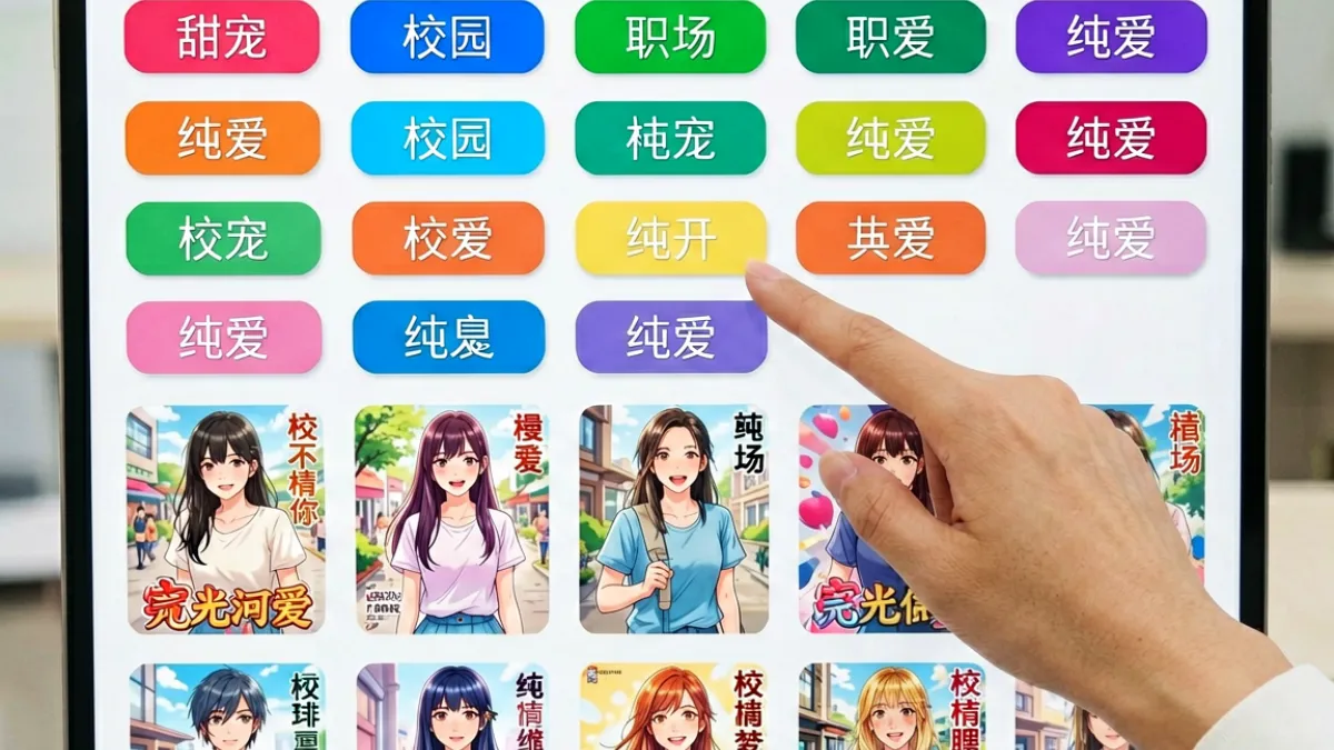漫画阅读平台内容标签体系示意图，展示细粒度分类标签帮助读者快速筛选羞羞漫画的界面场景